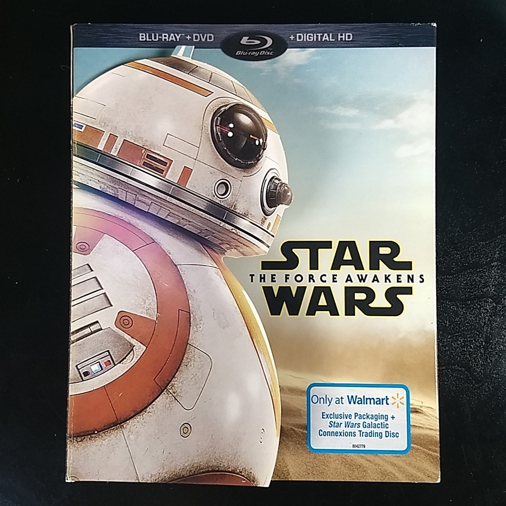 Star Wars: The Force Awakens, Blu Ray/ DVD combo pack, 2 Blu Ray, 1 DVD, Mint-